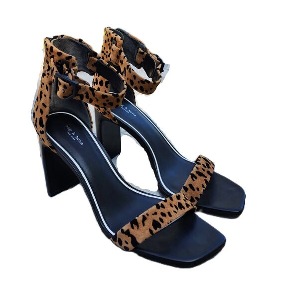 Rag & Bone Ellis Cheetah Suede Open Toe Sandals 38.5 - Picture 1 of 10